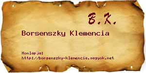 Borsenszky Klemencia névjegykártya